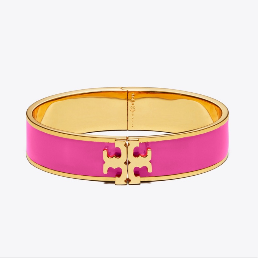 Tory Burch: Kira Enamel RaisedLogo Hinged Bracelet